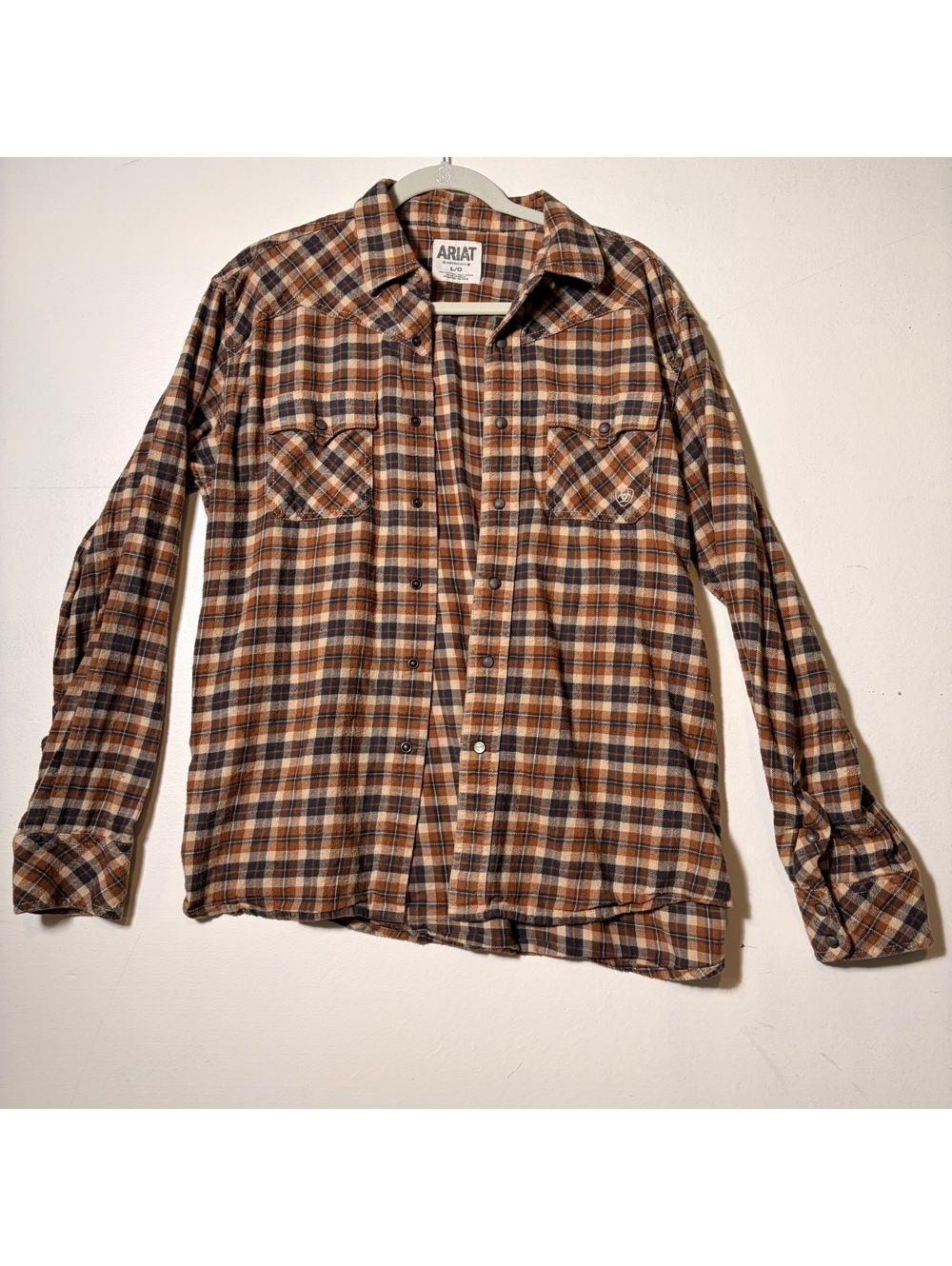 Ariat Retro Fit Snap Front Flannel Shirt Mens Large Western